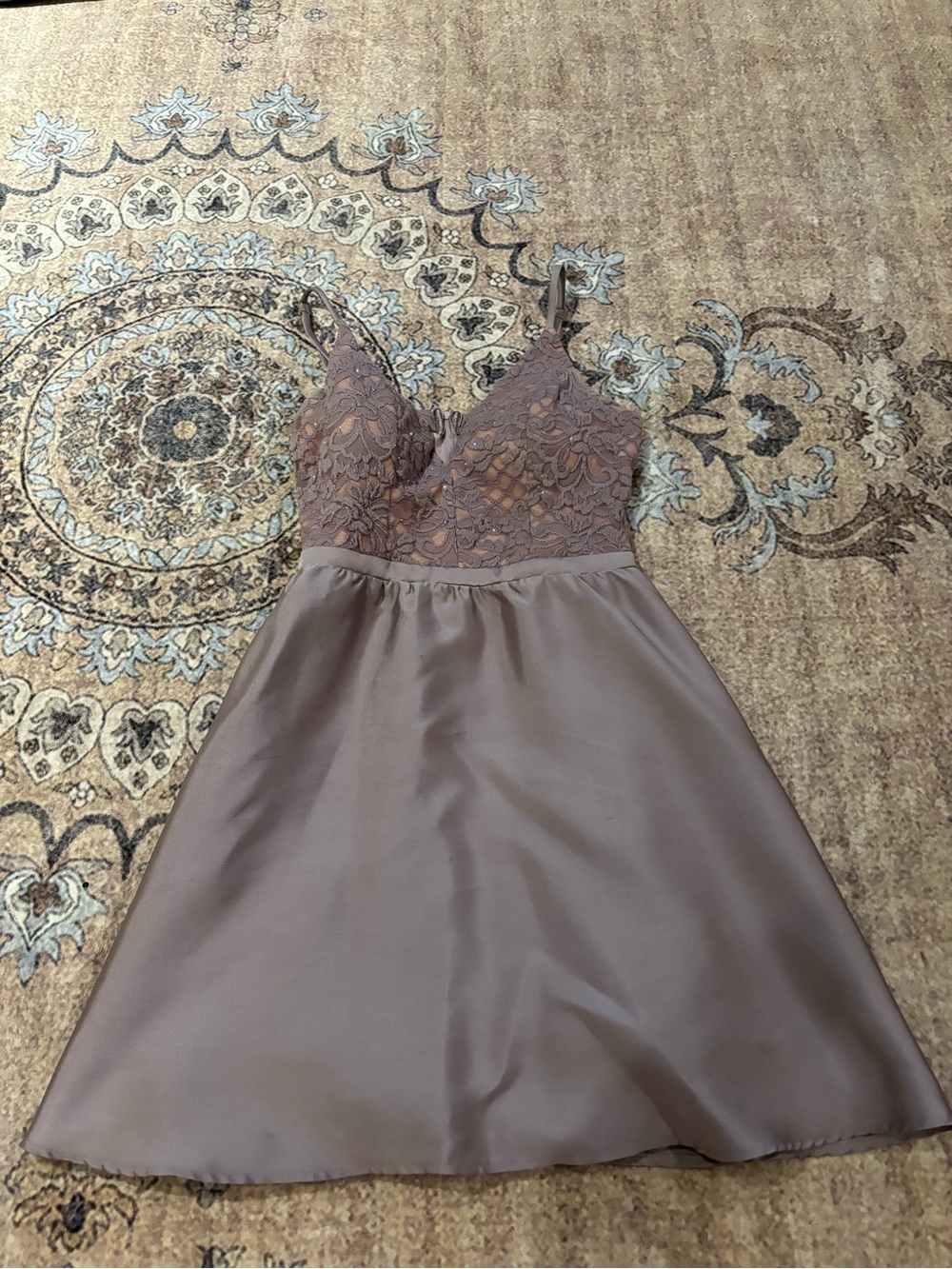 Honey and Rosie Taupe Lace Bodice Satin Slip